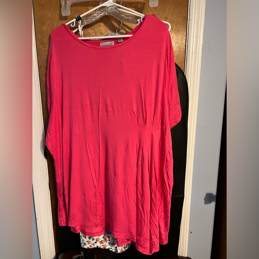 Pink asymmetrical short sleeve shirt